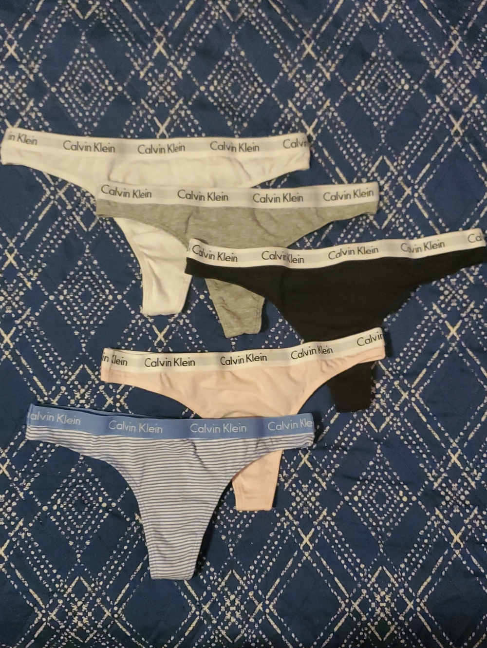 Five Pairs of CK Cotton Thongs